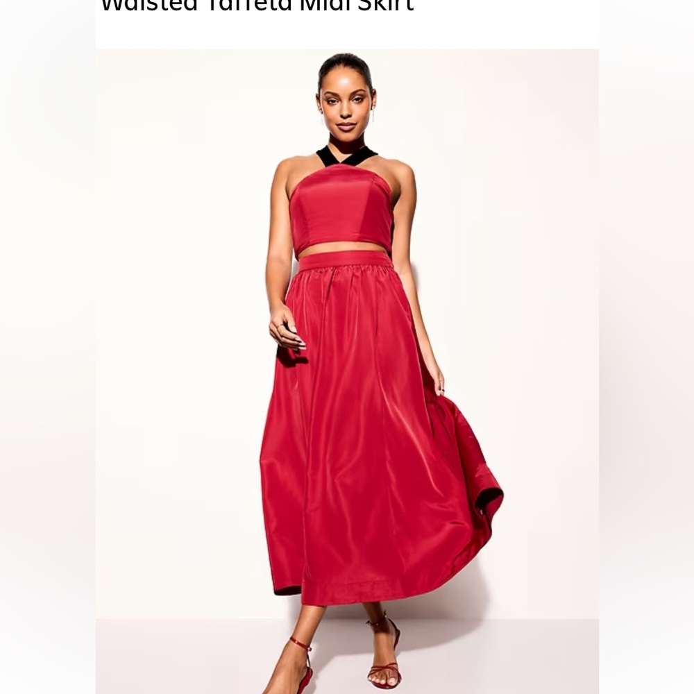 Old Navy Vibrant Red Midi Skirt